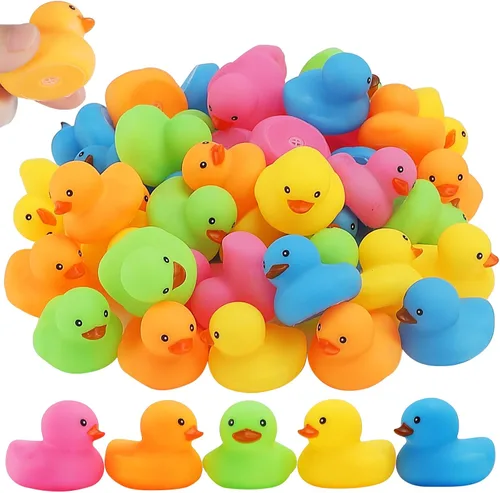 50 piezas de juguetes de baño de pato de goma, patos de baño multicolor a granel, pato flotante para bebé, juguete de baño para ducha, fiesta de 5