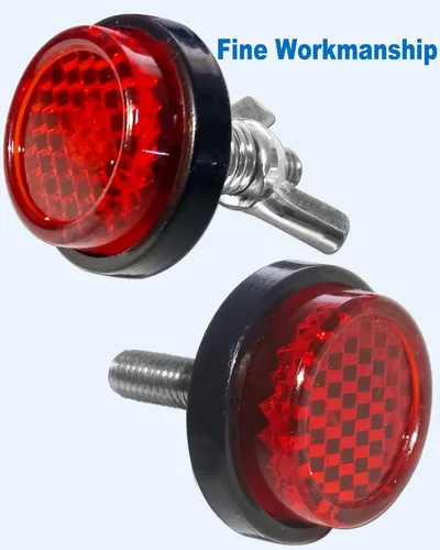 Miniatura 9 de Marco de matrícula de motocicleta con reflectores rojos, pernos y tuercas, kit de soporte de placa de acero inoxidable negro para motocicleta