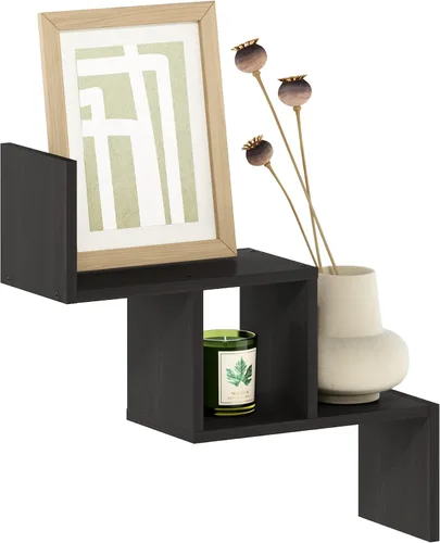Miniatura 4 de Furinno Rossi Estante de Pared Flotante en Forma de Escalera, Espresso