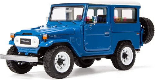 Miniatura 2 de All Star Toys Exclusivo Toyota Land Cruiser FJ40 Royal Blue con ruedas todoterreno personalizadas 1/24 modelo fundido a presión por Motormax 79323