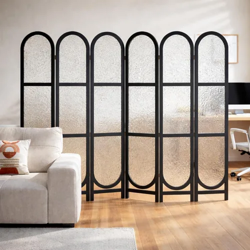 Miniatura 8 de Divisor de ambientes arqueado, 4 paneles, pantalla de privacidad acrílica de 6 pies, pantallas divisoras de habitación plegables independientes