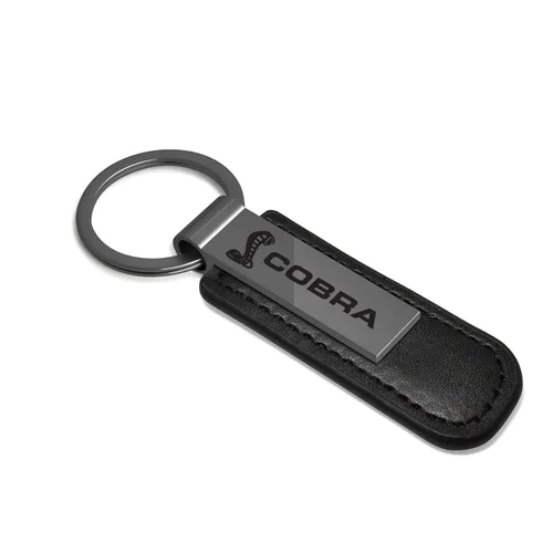 Miniatura 2 de iPick Image Llavero con correa de piel sintética para Ford Cobra Gunmetal negro, con licencia oficial, Negro