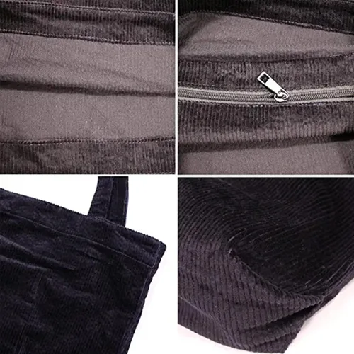 Miniatura 4 de Bolso de mano de pana para mujer, de gran capacidad, informal, con bolsillo interior con cremallera