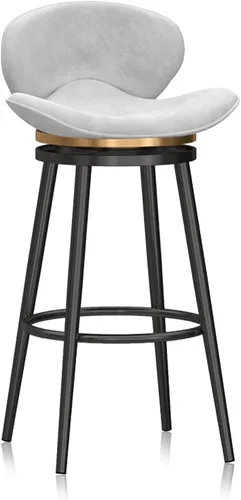 Miniatura 8 de Taburete de bar moderno con Patas de Metal Negro, giratorio de 360 grados, cómodo y tapizado, ideal para el hogar, bar, cocina, isla, comedor o Pub