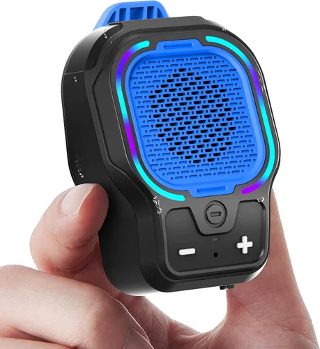 Altavoz Bluetooth portátil, altavoz inalámbrico portátil con clip magnético, mini altavoz de sonido de alta fidelidad con 3 modos de luz, micrófono