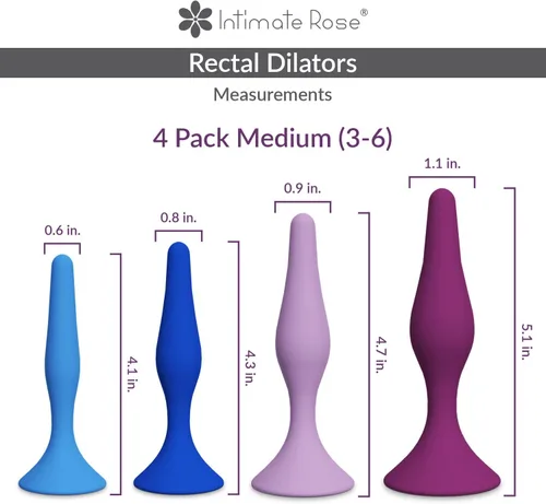 Miniatura 3 de Ahorra un 10 % en el paquete de 4 entrenadores rectales Intimate Rose - Tamaño 3-6 + mango dilatador y paquete de lubricante Velvet Rose.