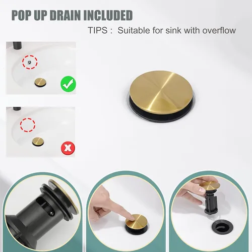 Miniatura 6 de Hoimpro Grifo de Baño en Cascada con Líneas de Suministro cUPC, Grifo de Lavabo de Baño de Una Sola Manija, Grifo de Tocador Vessel para RV