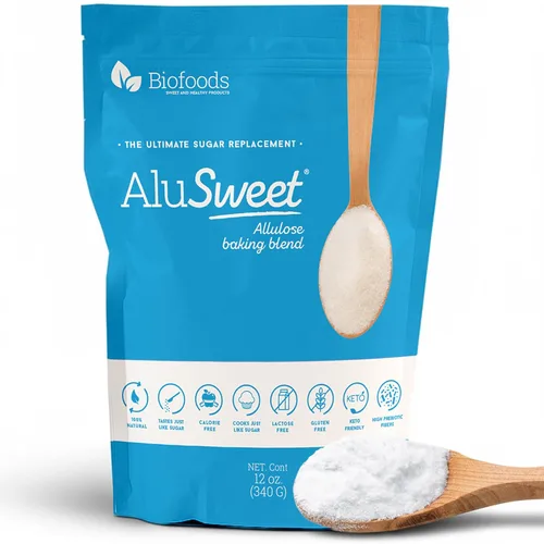 Alusweet Edulcorante de alulosa cero calorías, 12 onzas, sustituto de azúcar 1:1, apto para dieta cetogénica, sin gluten, no glucémico, sustituto de