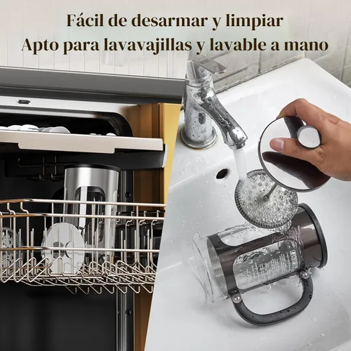 Miniatura 8 de Veken Cafetera de prensa francesa de 34 onzas, cafetera sin contacto de plástico, cafetera de acero inoxidable de vidrio grueso, cafetera de Pieltre