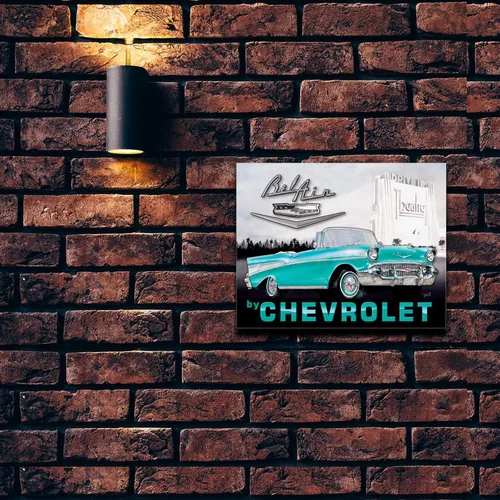 Miniatura 5 de Desperate Enterprises 1957 Chevrolet Bel Air - Letrero de hojalata nostálgico vintage de metal para pared, fabricado en Estados Unidos