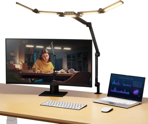 Miniatura 10 de NEEWER Basics - Lámpara LED de escritorio de 16 W para iluminación de lectura de videoconferencias en casa, oficina en casa, cuidado de los ojos