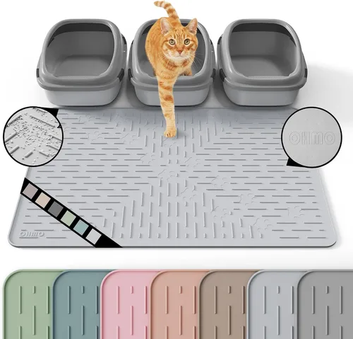 Miniatura 18 de OHMO Alfombrilla Grande para Arena de Gatos Alfombrilla de Captura Premium Goma de Silicona 31.5 x 23.6 pulgadas Gris Ceniza, Alfombrilla para Caja