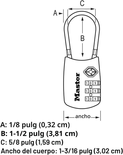 Miniatura 6 de Master Lock 4688D Candado para Equipaje con Combinación Personalizable Aprobado por TSA, 1 Unidad, Plateado