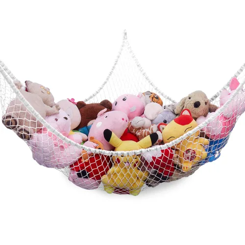 Miniatura 8 de Hamaca de animales de peluche, red de almacenamiento de hamaca de juguete, soporte de red de malla para juguetes de malla gigante, esquina de pared