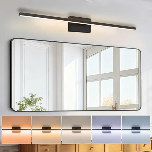 Miniatura 9 de Aosclex Luces de baño de 16 pulgadas sobre el espejo, giratorias, 12 W, 1080 lúmenes, 5CCT, ajustables (2700 K a 6000 K), lámparas LED regulables