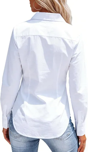 Miniatura 2 de Button Down Shirts for Women Long Sleeve Dress Shirts Collared Work Wrinkle Free Office Solid Blouses Fitted Tops