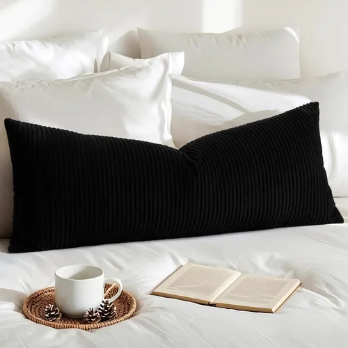 Miniatura 21 de Artscope Fundas de Almohada de Pana a Rayas Acogedoras Súper Suaves Decorativas Oblongas Fundas de Almohada Decorativa Funda de Cojín para Sofá