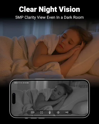 Miniatura 4 de MUBVIEW - Cámaras para seguridad del hogar, WiFi 2.4/5GHz 2K interior con cable para bebé/mascota con aplicación para teléfono, visión nocturna, Un