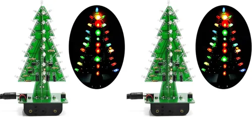 Gikfun Árbol de Navidad 3D Árbol de Navidad LED Kits de bricolaje Kits de 7 colores flash Circuito LED EK1697 (Paquete de 2)