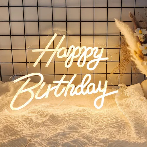 Letrero de neón de feliz cumpleaños, letrero de feliz cumpleaños con luz, letrero de neón de feliz cumpleaños, letrero de LED de feliz cumpleaños
