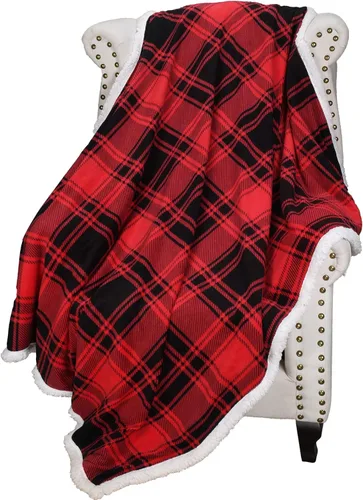 Catalonia - Manta reversible de felpa sherpa roja, súper suave, cálida y cómoda, microplush esponjosa y acogedora para cama, sofá o TV, 60"x50",