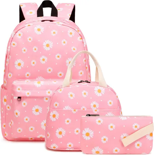 Kouxunt Mochilas escolares para niñas y adolescentes, juego de bolsas escolares 3 en 1 con lonchera y estuche para lápices