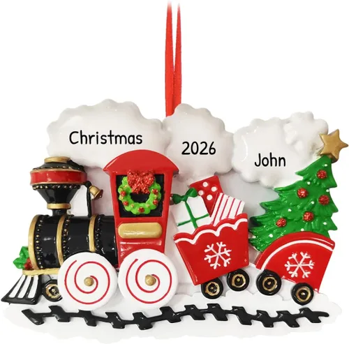 Miniatura 8 de Adorno de tren personalizado 2025 – Adorno Polar Express de tren de locomotora, regalos para viajeros internacionales, vehículo de Navidad