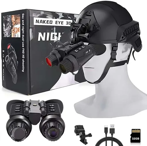 Gafas digitales de visión nocturna, binoculares de visión nocturna 3D 36MP 4K montados en la cabeza con tarjeta de memoria de 32 GB para guardar