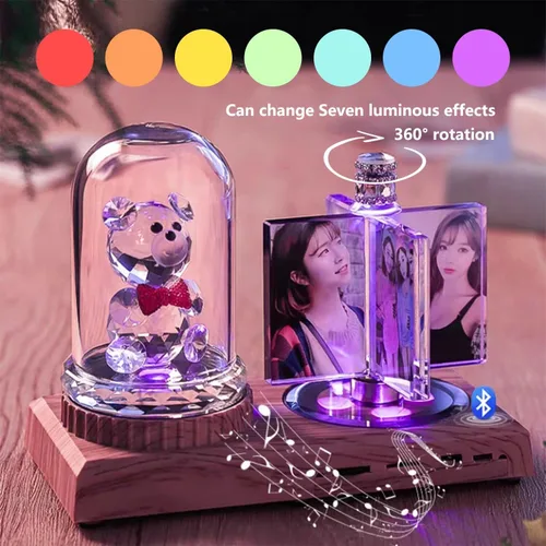 Miniatura 3 de Impresión de cristal con tu foto, decoración de escritorio de oficina, regalo personalizado sobre marco transparente de vidrio con soporte, rosa