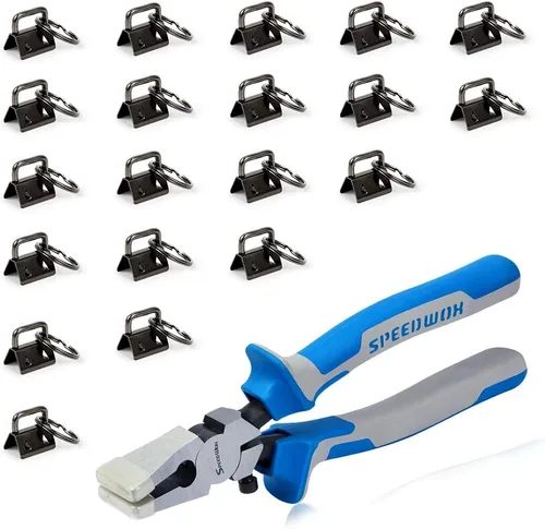 SPEEDWOX Alicates de cristal con 20 piezas de 0.8 pulgadas para llavero con anillos divididos, correas de tela, juego de muñequeras negras antiguas