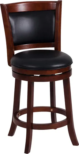 Miniatura 9 de Homelegance Taburetes giratorios tapizados de altura de barra con respaldos, Taburetes de bar de cuero sintético, 30 pulgadas de altura del asiento