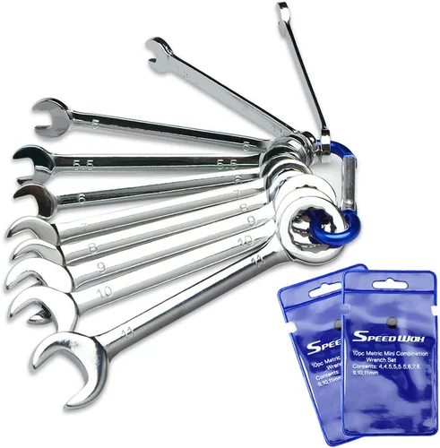 Miniatura 11 de SPEEDWOX Juego Mini de Llaves de Doble Extremo Abierto Métricas 4mm-11mm 10 piezas Llave de Cabeza Angular Super Fina con Bolsa de Almacenamiento