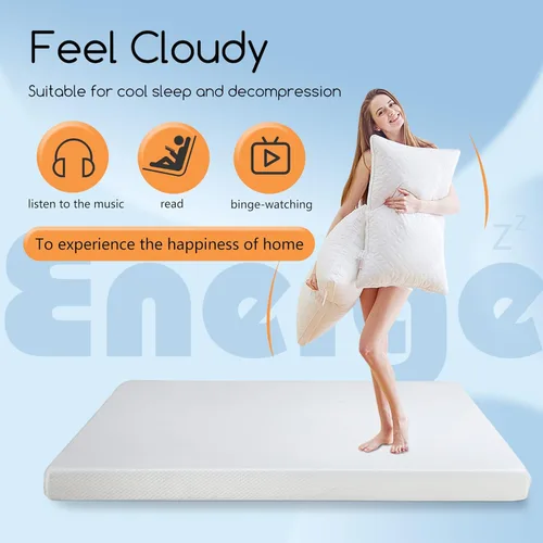 Miniatura 5 de BestMassage Colchón individual de 5 pulgadas Espuma viscoelástica con gel Sensación mediana firme Blanco Cama en una caja, certificado