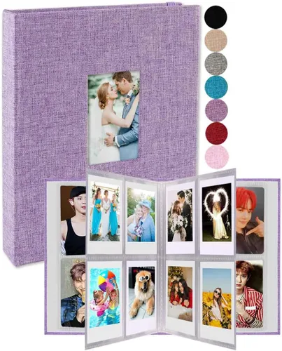 Miniatura 14 de GPIRAL Mini Álbum de Fotos 208 Fotos Verticales - Álbum de Fotos de Lino 2x3 Compatible con Tarjetas Fotográficas K-pop, Fujifilm Instax Mini Film