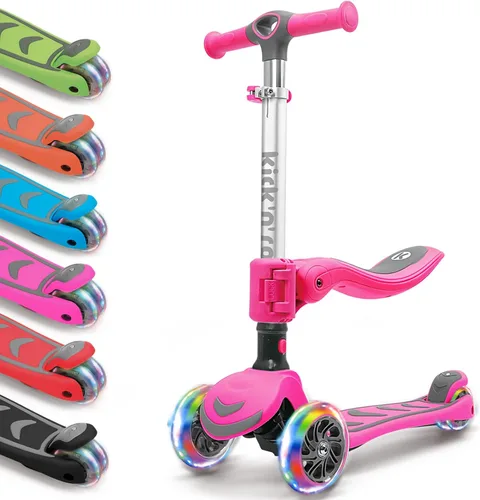 Miniatura 10 de Kicknroll Scooter de 3 ruedas para niños de 3 a 12 años con ruedas iluminadas, diseño plegable, altura ajustable, cubierta extra ancha