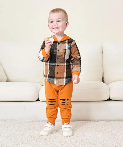 Miniatura 30 de Conjunto de ropa para bebés y niños pequeños, camisa con capucha y pantalones deportivos para otoño e invierno