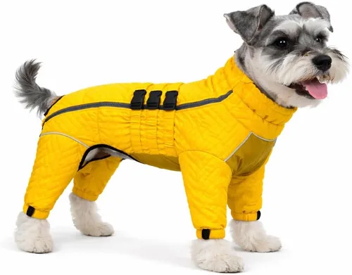 Miniatura 16 de Abrigo cálido para perros de doble capa, chaleco para perros, 4 patas cubiertas, resistente al viento, impermeable, reflectante, gris XS - L
