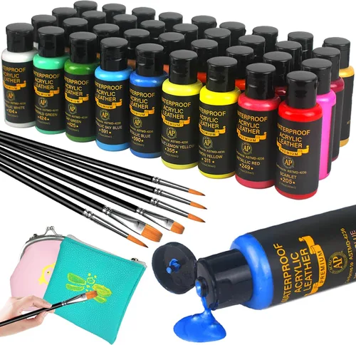 Colorful Juego de pintura acrílica para cuero, 18 colores para zapatos, accesorios de cuero, kit de pintura de zapatos de primera calidad para