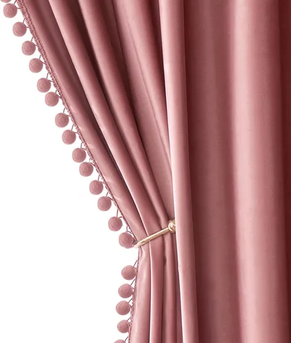 Miniatura 11 de MIULEE - Cortinas de terciopelo con pompones amarillo mostaza para habitación/sala de estar, cortinas opacas para otoño, aislantes térmicos, de 84