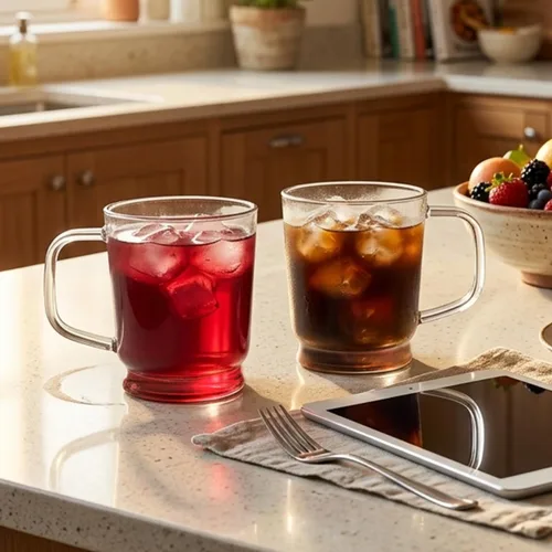 Miniatura 2 de Aquach Taza de vidrio transparente de 16 onzas – Taza de café de vidrio borosilicato, taza de té grande para bebidas calientes y frías, tazas