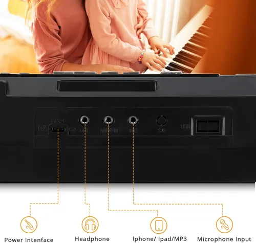 Miniatura 3 de GLARRY Juego de teclado eléctrico de tamaño completo de 61 teclas para principiantes, niños, teclado de música portátil, regalos de Navidad