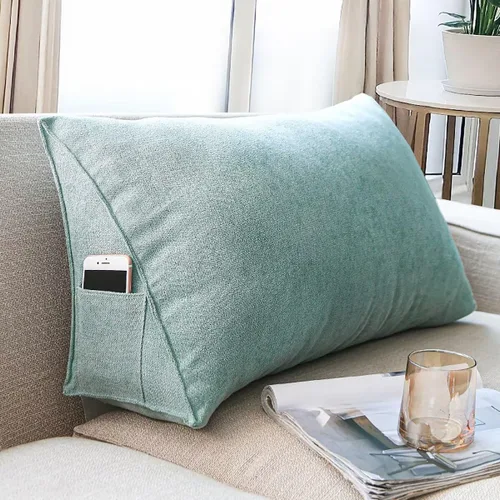 Miniatura 6 de Almohada para cabecero, almohada de cuña para lectura y reposo en cama, color verde claro, para respaldo triangular, soporte para lectura, espalda