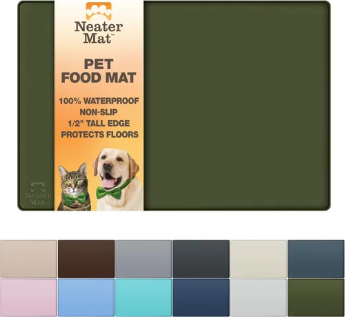 Miniatura 9 de Neater Pet Brands Neater Mat - Tapetes para mascotas para comida y agua, tapete de silicona impermeable, bandeja de alimentación, tapete de comida