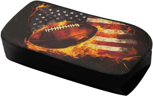 Miniatura 3 de FOR U DESIGNS Estuche para lápices de fútbol para niños, con la bandera estadounidense, con cremallera, bolsa para lápices para niños, pequeña bolsa