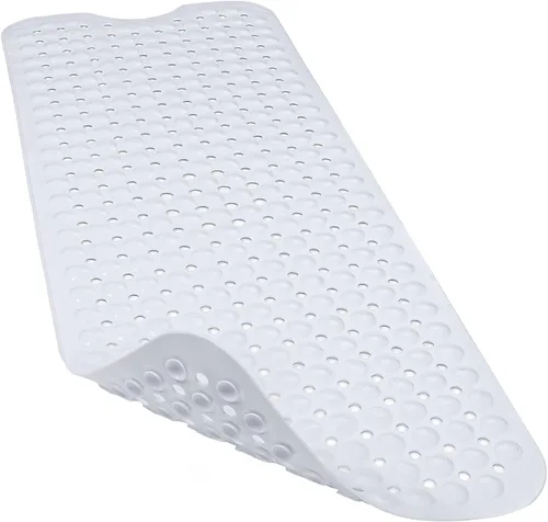 Miniatura 16 de Alfombrillas para bañera y ducha, 40x16 pulgadas extra grandes, antideslizantes, suaves, para bañera con ventosas y agujeros de drenaje