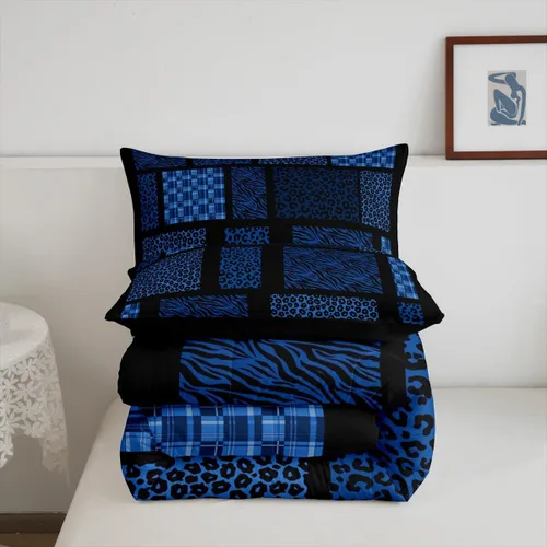 Miniatura 6 de Juego de ropa de cama individual de piel de cebra, guepardo y leopardo, para niños y adultos, juego de edredón de piel de animales salvajes