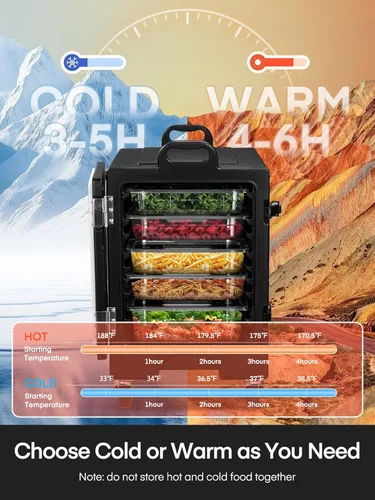 Miniatura 2 de Caja caliente para catering, calentador de alimentos portátil de 82 cuartos de galón con ruedas, transportador de bandeja de alimentos aislado