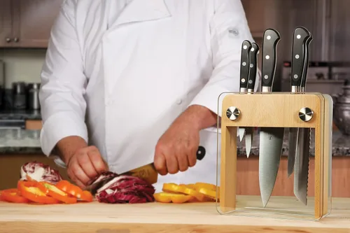 Miniatura 11 de Mercer Culinary - M23505 Juego de Cuchillos Forjados Renaissance con Bloque, 6 Piezas, Bloque de Madera con Vidrio Templado
