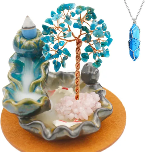Miniatura 9 de Dreamgirnh Quemador de incienso de reflujo Chakras, fuente de incienso de árbol de cristal, soporte de incienso de cono, estante de sala de estar