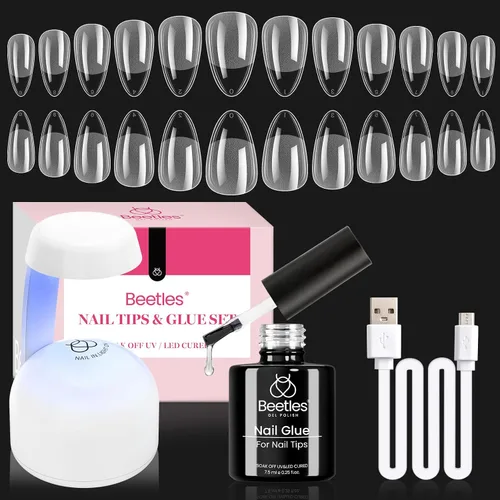 Miniatura 20 de beetles Gel Polish Kit de pegamento para uñas acrílicas, cepillo 5 en 1 súper fuerte, pegamento de gel y esmalte, requiere lámpara LED, regalo